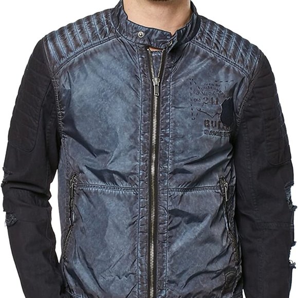 Buffalo David Bitton Men Med Jawick Distress Biker Motorcycle Jacket Hey Riders - Picture 1 of 9
